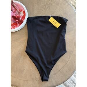 LC Lizette Collection Black Bodysuit Sleeveless Large